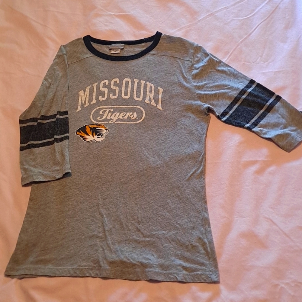 Missouri Tigers Heather Grey T-shirt 3/4-Length Sleeves